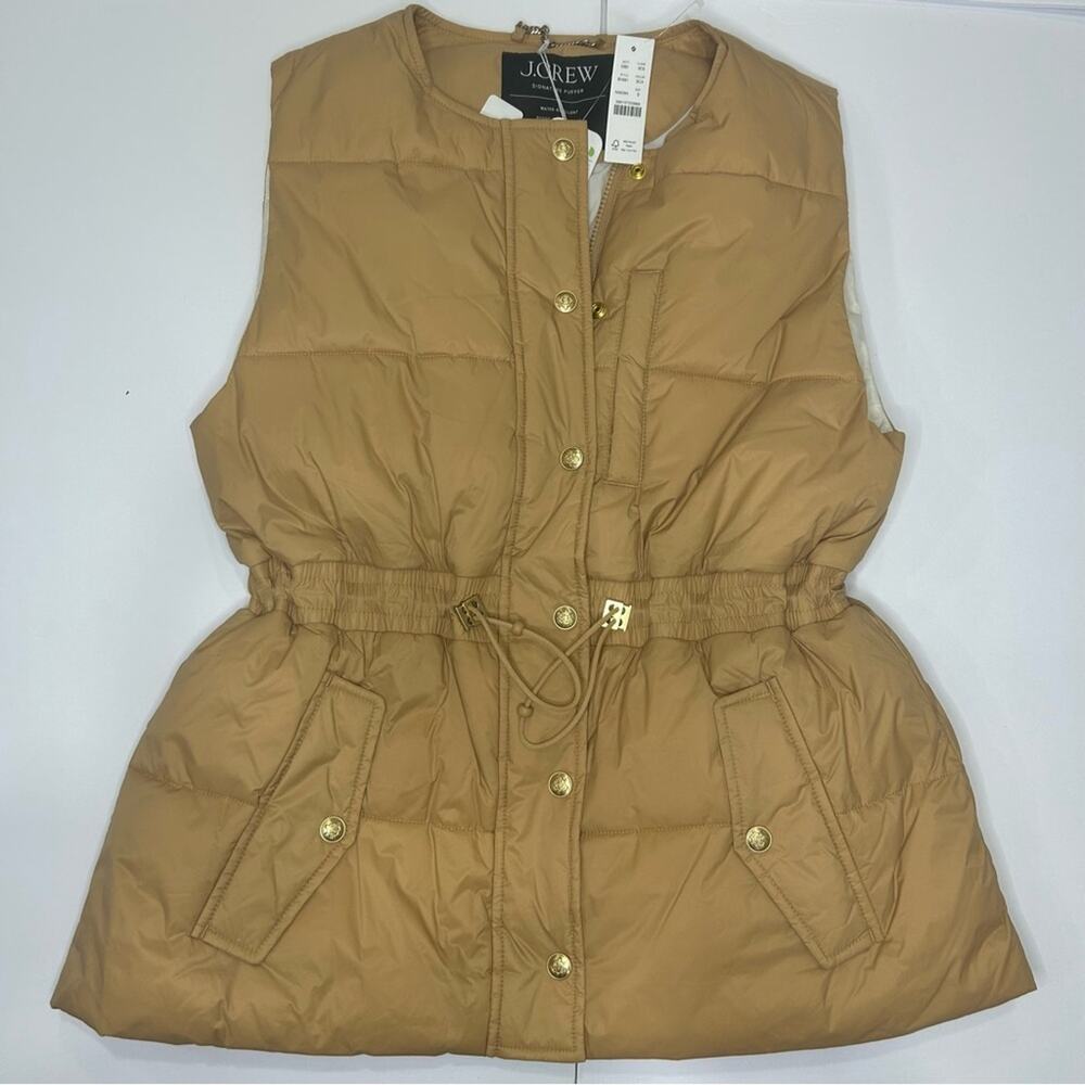 J. Crew Tan Puffer Vest with cinched waist. PrimaLoft collection. Women’s small